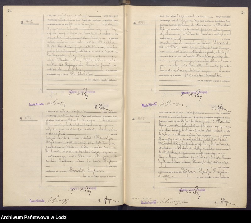 Obraz 14 z jednostki "Akta zgonów od numeru 1000 do numeru 1868"