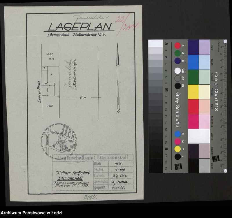 Obraz 1 z jednostki "Lageplan Litzmannstadt Kellnerstraße Nr 4"