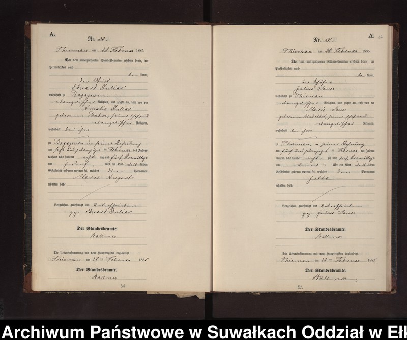 image.from.unit.number "Geburts-Neben-Register des Preussischen Standes-Amtes Rydzewen Kreis Loetzen"
