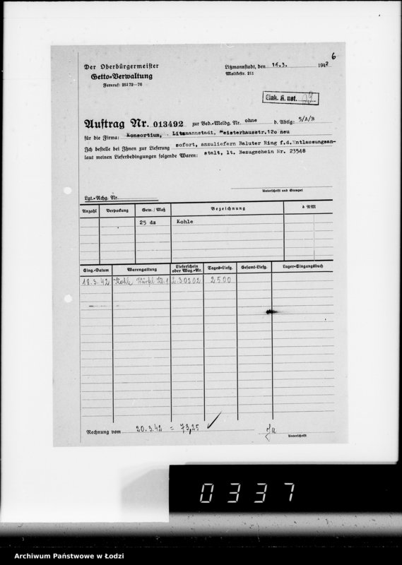 Obraz 10 z jednostki "Aufträge, [Lieferscheinen und Rechnungen] 13491-13540"