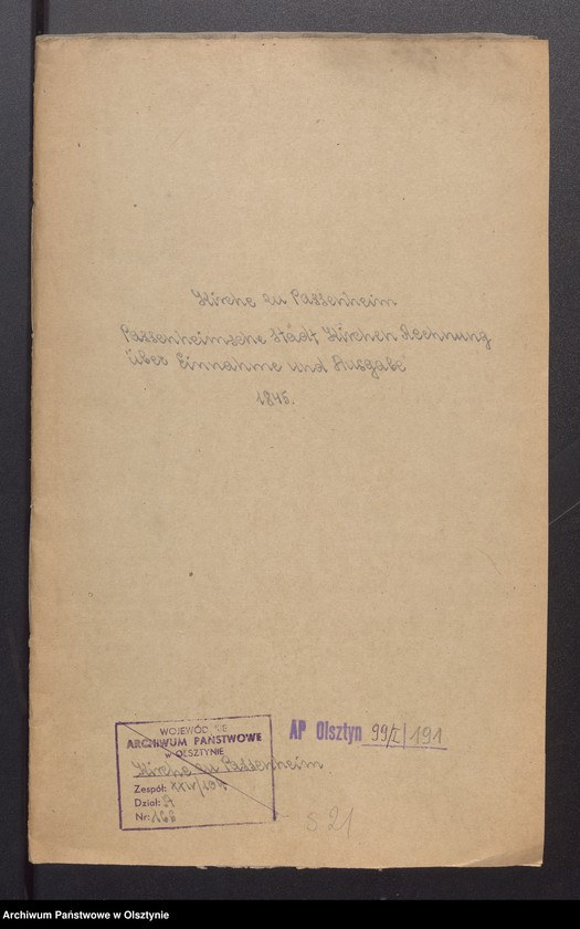 image.from.unit.number "Passenheimsche Stadt Kirchen Rechnung über Einnahme und Ausgabe"