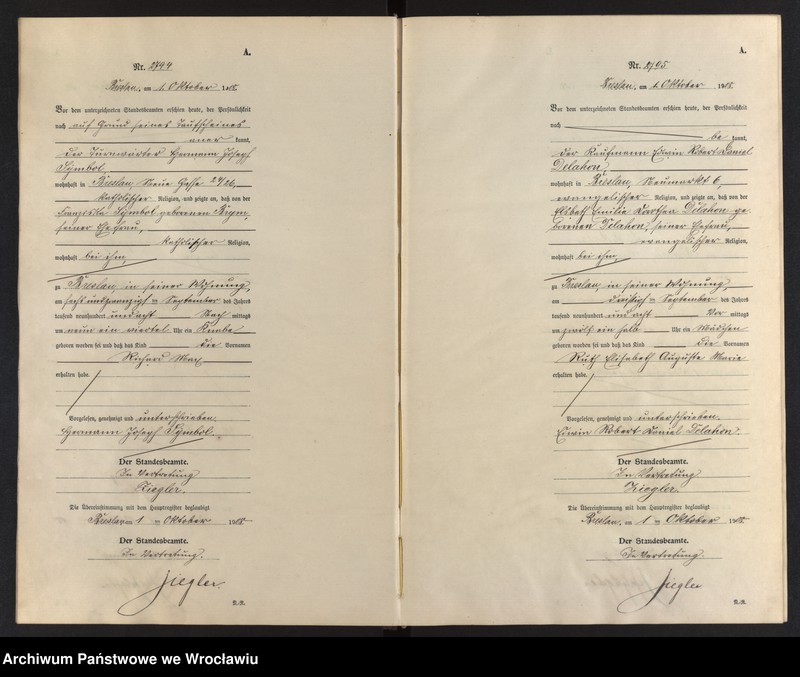 image.from.unit.number "Geburts-Neben-Register Breslau I 1908 Band 8"