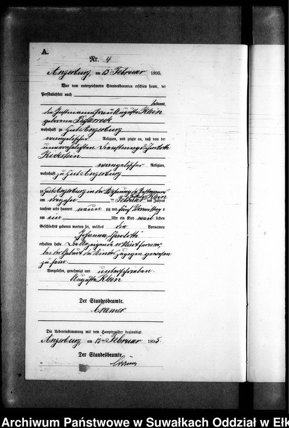 image.from.unit.number "Geburts-Neben-Register des Preussischen Standes-Amtes Kehlen Kreis Angerburg"