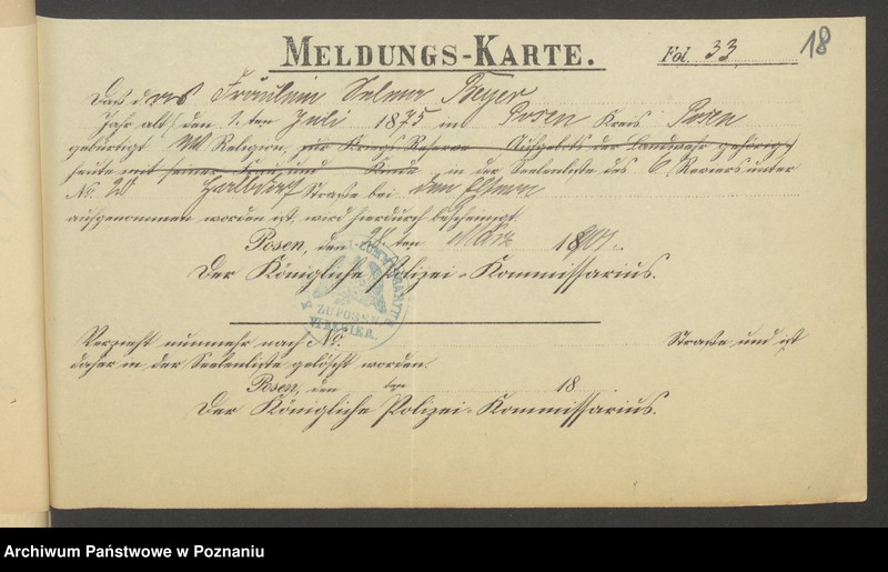 Obraz 19 z jednostki "Die von den Verlobten beigebrachten Urkunden zur Eheschliessung pro 1901. Vol VI"