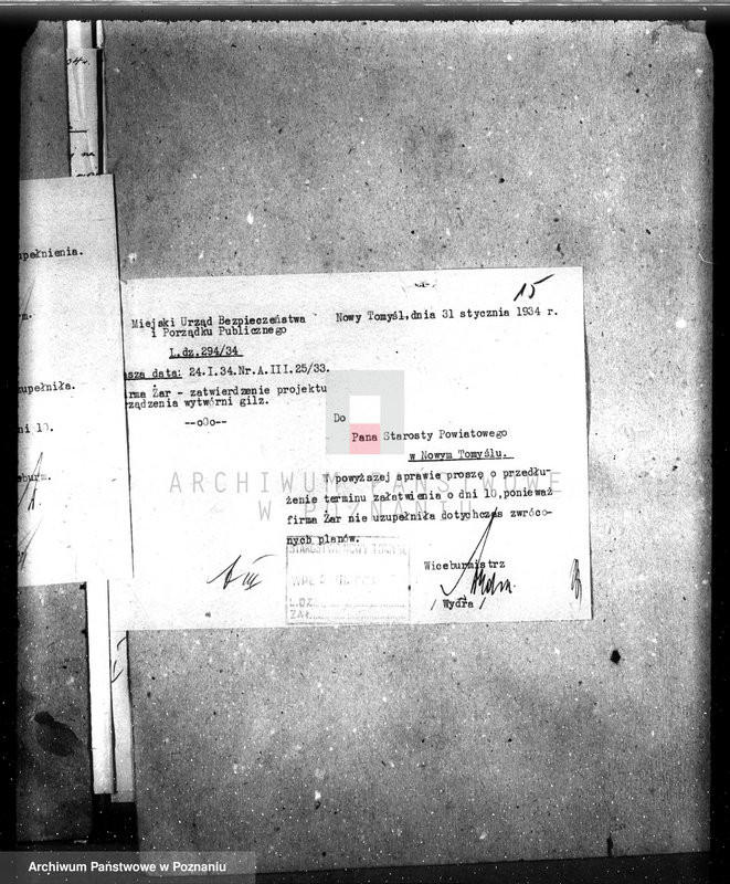 Obraz 19 z jednostki "Zatwierdzenie zakładu przemysłowego firmy "Żar" /fabryki tutek do papierosów/ w Nowym Tomyślu"