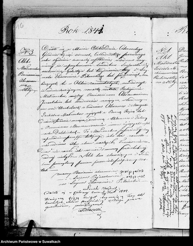 image.from.unit.number "Księga dla zapisywania aktów zaślubionych Urzędnika Stanu Cywilnego wyznania mojżeszowego miasta Olity pow. Kalwaryjskiego"