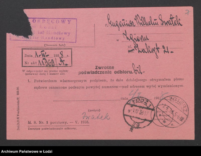 Obraz 9 z jednostki "Eugeniusz Wilhelm Swatek – tkalnia mechaniczna w Zgierz"