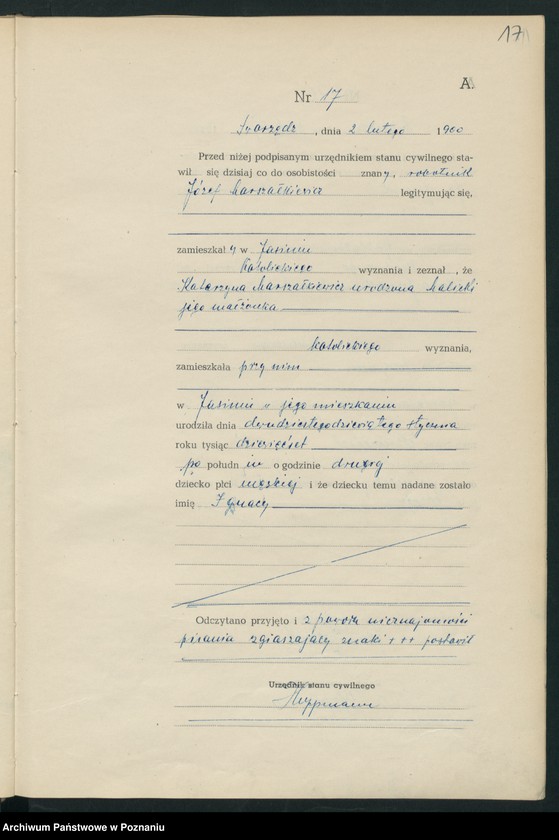 image.from.unit.number "Księga Aktów Urodzenia"