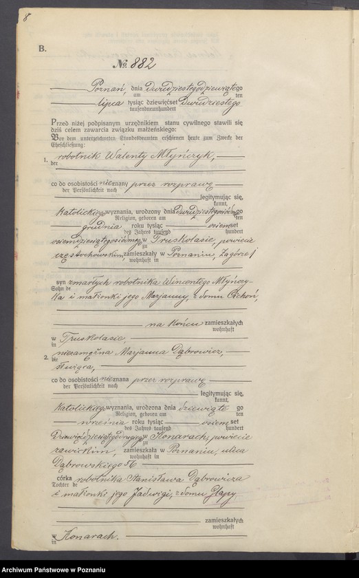 Obraz 10 z jednostki "Księga miejscowa małżeństw tom IV[Rejestr główny małżeństw]"