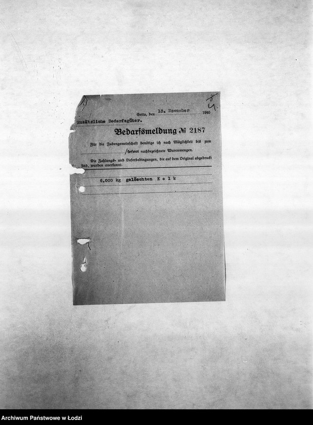 Obraz 7 z jednostki "Bedarfsmeldungen [Kopie skierowanych do GV zapotrzebowań na surowce, materiały, narzędzia, maszyny itp. potrzebne resortom pracy do produkcji]"