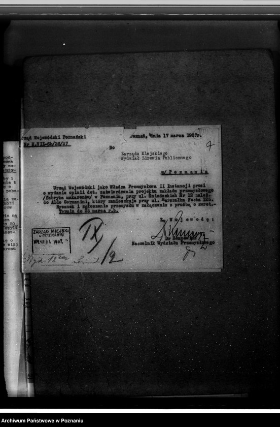 image.from.unit.number "Zatwierdzenie zakładu przemysłowego /fabryki makaronu/  Aldo- Germanini i Spółka w Poznaniu"