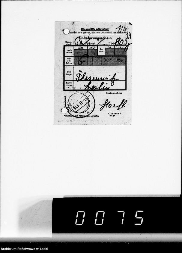 Obraz 18 z jednostki "M. Rechnungen [za dostawy towarów spoza Getta]"