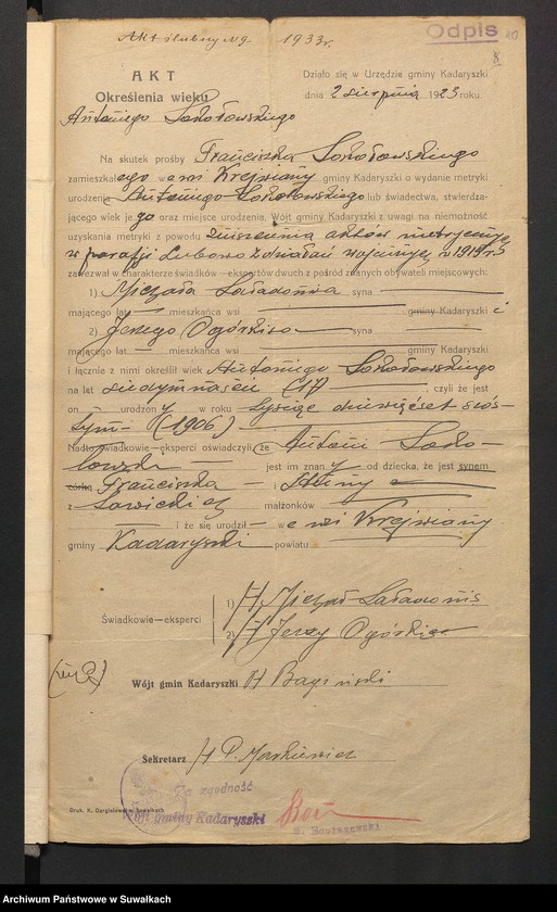 image.from.unit.number "Aneksy do akt zaślubionych rz.kat. parafji Puńskiej za rok 1933"