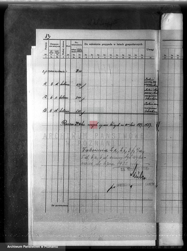 Obraz 19 z jednostki "Plan urządzenia gospodarstwa leśnego dla lasu majątku Niego lewo powiat nowotomyski 1927-1937"
