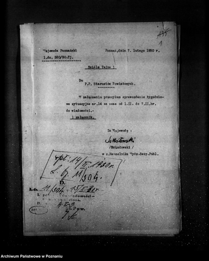 Obraz 5 z jednostki "Sprawozdania sytuacyjne tygodniowe za czas od 1 lutego do 28 lutego 1930 r."