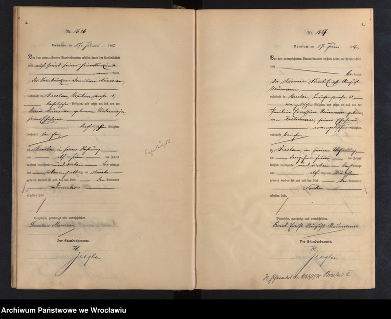 image.from.unit.number "Geburts-Haupt-Register Breslau I 1907 Band 5"