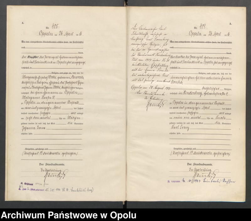 image.from.unit.number "Urząd stanu Cywilnego Opole Księga Urodzeń Rok 1916 396-793 t.2"