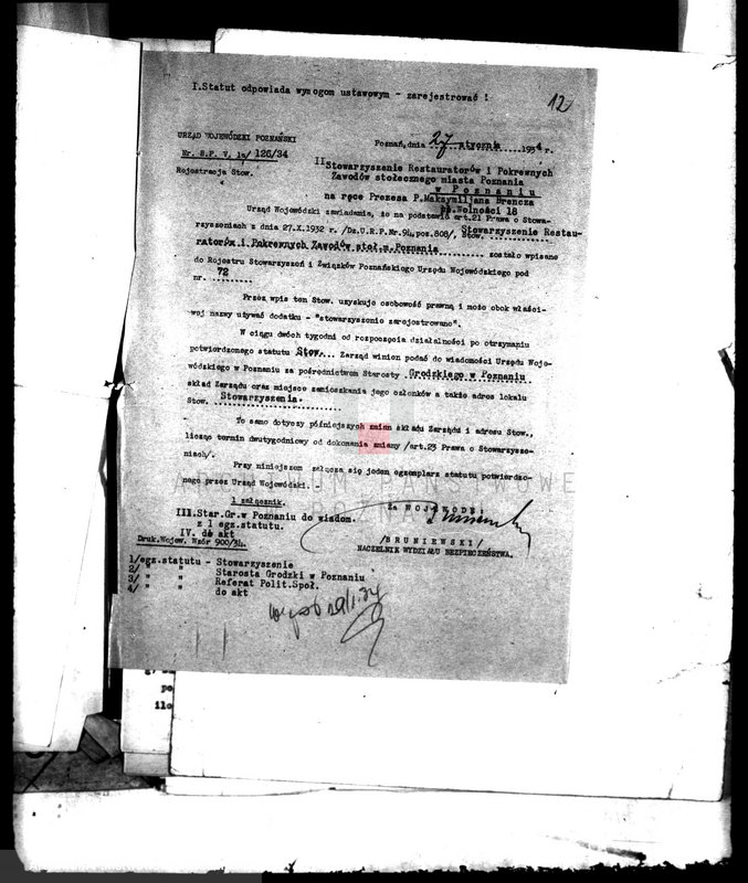 Obraz 16 z jednostki "/Stowarzyszenie Restauratorów i pokrewnych zawodów miasta stołecznego Poznania//"