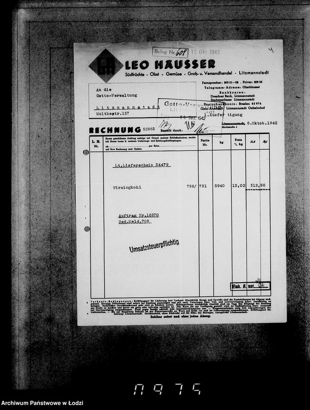 image.from.unit.number "Lebensmitteleinkauf. Aufträge, [Lieferscheinen und Rechnungen] 16841-16870 [Dostawa artykułów pierwszej potrzeby do Getta]"