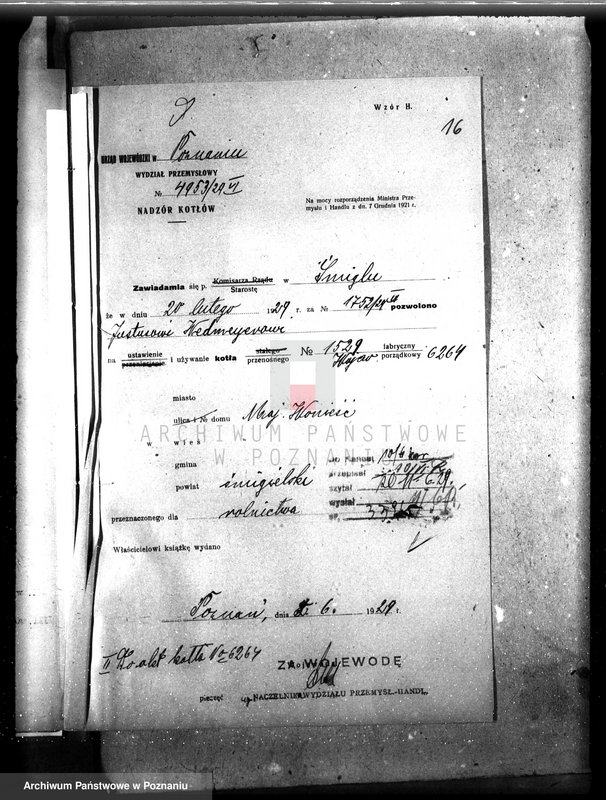 Obraz 20 z jednostki "Majętność Wonieść, pow śmigielski własność J. Wedemeyer nr woj. kotła 6264"