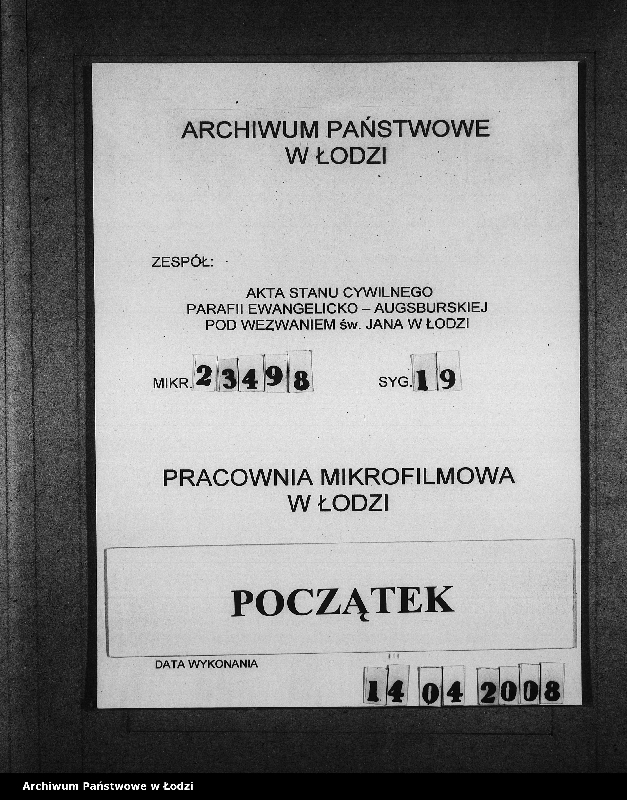 Obraz 1 z jednostki "Akta urodzeń, małżeństw i zgonów"