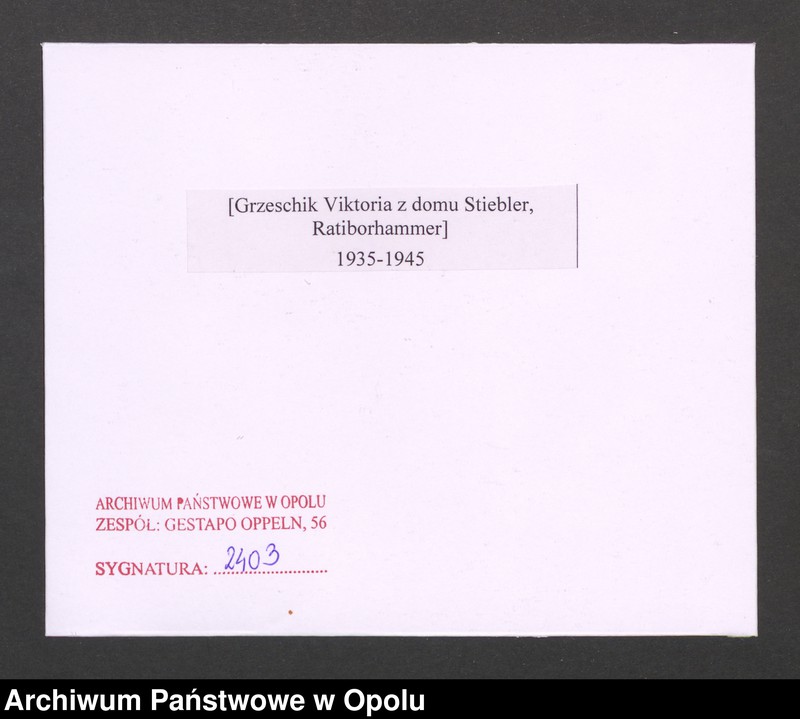 Obraz 2 z jednostki "[Grzeschik Viktoria z domu Stiebler, Ratiborhammer]"