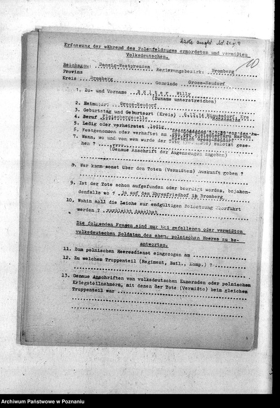 Obraz 14 z jednostki "Wykazy miejscowych Niemców z powiatu bydgoskiego, którzy zginęli w 1939 roku"