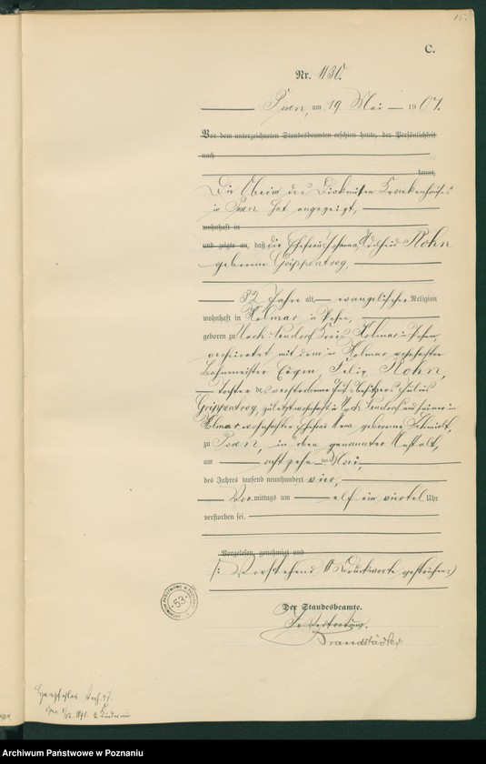 Obraz 17 z jednostki "Księga miejscowa zgonów tom III"