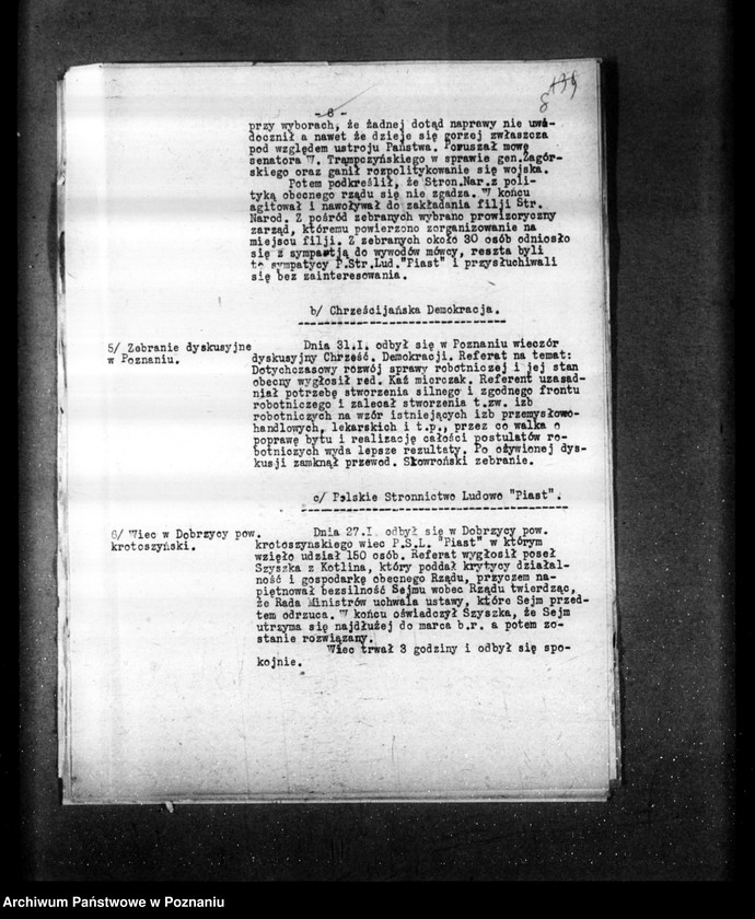 Obraz 12 z jednostki "Sprawozdania sytuacyjne tygodniowe za czas od 1 lutego 1929 r. do dnia 28 lutego 1929 r. /nr 6-9/"