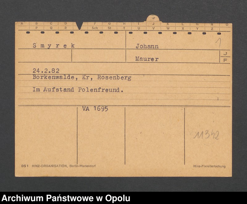 Obraz 3 z jednostki "[Smyrek Johann, ur. 24.2.1882, zam. Borkenwalde]"