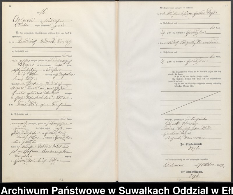 image.from.unit.number "Heiraths-Neben-Register des Preussischen Standes-Amtes Orlowen Kreis Lötzen"