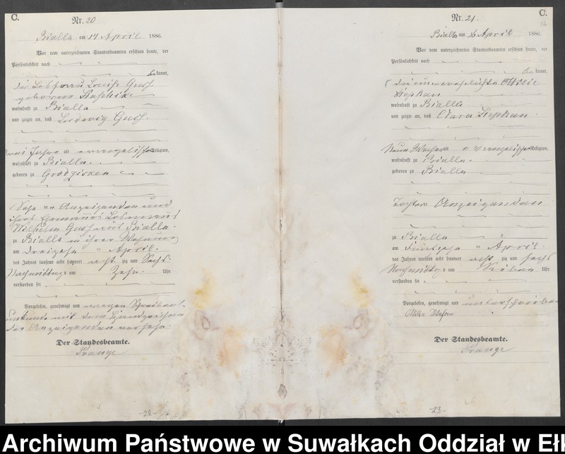 image.from.unit.number "Sterbe-Haupt-Register des Königlichen Preussischen Standes-Amtes Bialla Kreis Johannisburg"