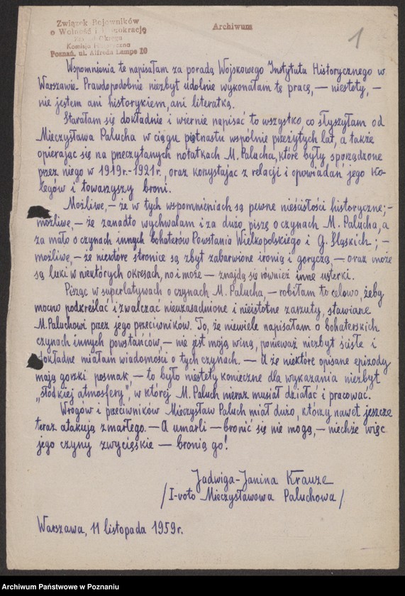 Obraz 7 z jednostki "Wspomnienia o Mieczysławie Paluchu napisane przez jego żonę Jadwigę, Janinę Krauze."