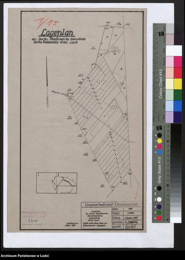 Obraz 1 z jednostki "Lageplan des Dorfes Piontkowisko Gemeinde Gorka Pabianicka Kreis Lask"
