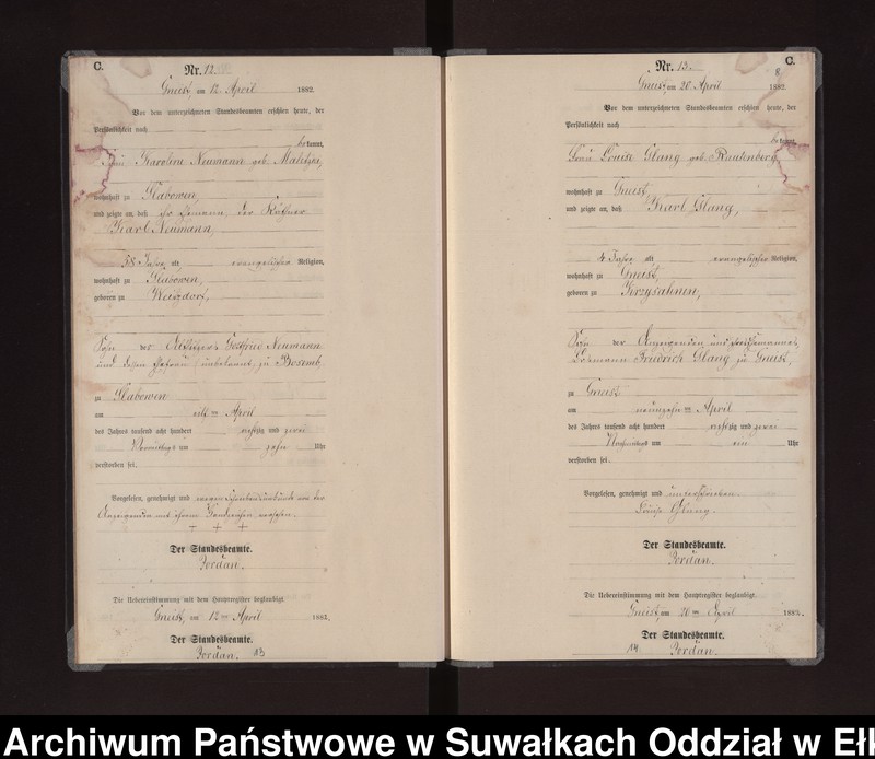 Obraz 11 z jednostki "Sterbe-Neben-Register des Königlich Preussischen Standes-Amtes Gneist Kreis Loetzen"