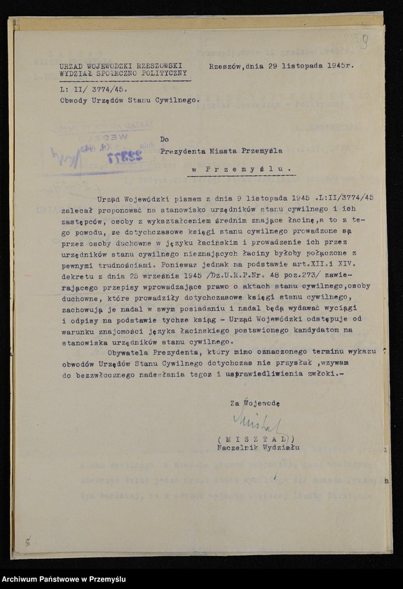 image.from.collection.number "Utworzenie Urzędu Stanu Cywilnego w Przemyślu111"