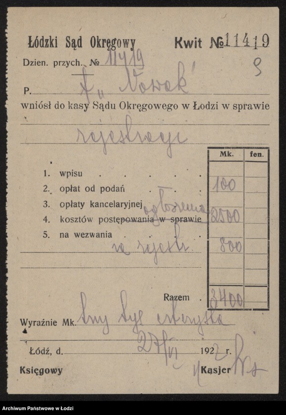 Obraz 11 z jednostki "Eljasz i Majer Nowak- wyrób i sprzedaż towarów włóknistych"