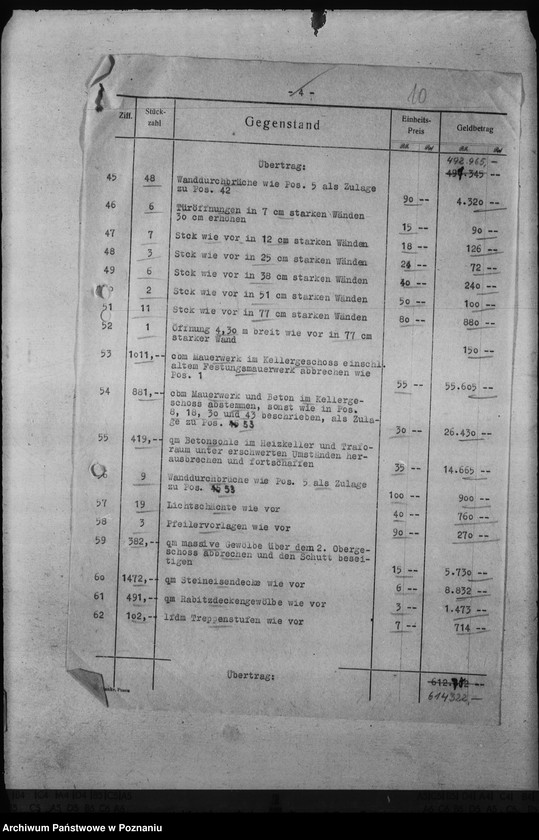 Obraz 16 z jednostki "Kosten der Bauarbeiten im Schloss - Posen"