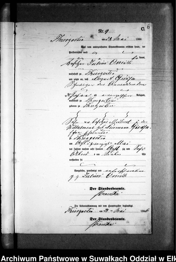 image.from.unit.number "Sterbe-Neben-Register des Preussischen Standes-Amtes Prinowen Kreis Angerburg"