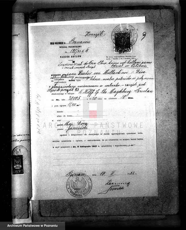 Obraz 12 z jednostki "Majętność Góra pow. jarociński, własność Fischer von Mollard nr fabr. kotła 200005 nr woj. kotła 93"