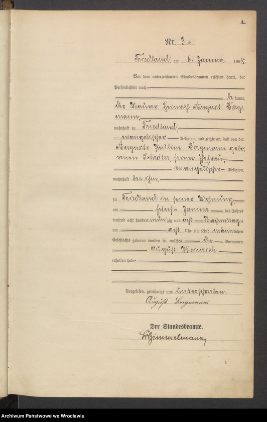 image.from.unit.number "Księga urodzeń USC Mieroszów (Friedland) 1898"