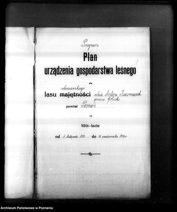 Obraz 12 z jednostki "Program urządzenia gospodarstwa leśnego lasu St. A i M Kaczmarków w gminie Gołuski powiat poznański 1930-1940"