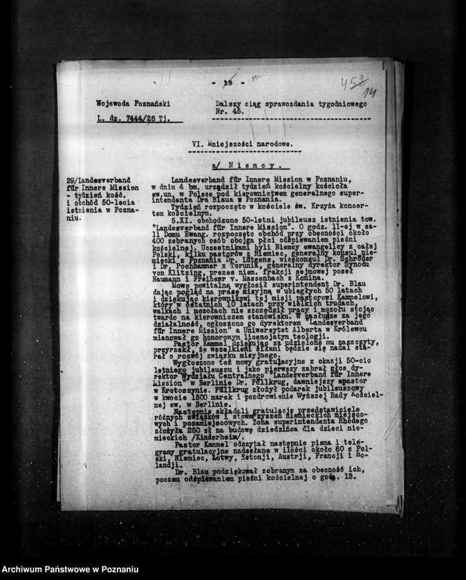 Obraz 19 z jednostki "Sprawozdania sytuacyjne tygodniowe za czas od 2 listopada do 29 listopada 1928 r."