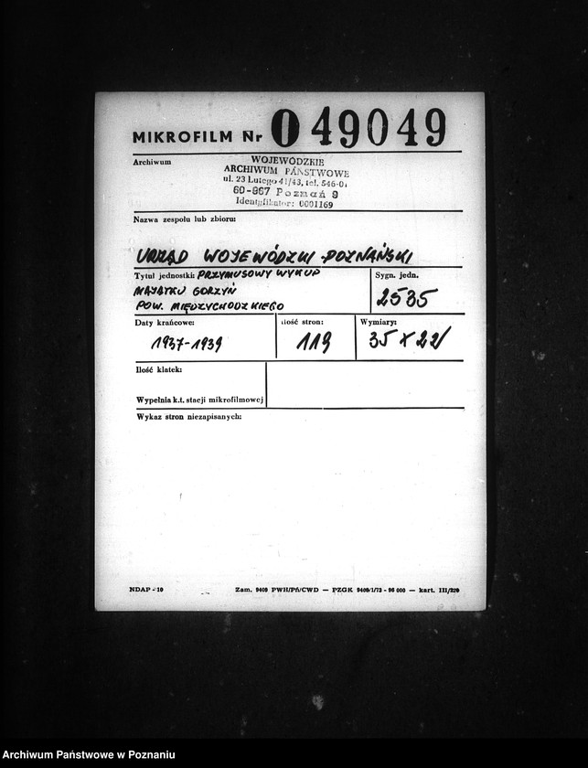 Obraz 2 z jednostki "Przymusowy wykup majątku Gorzyń powiatu międzychodzkiego"