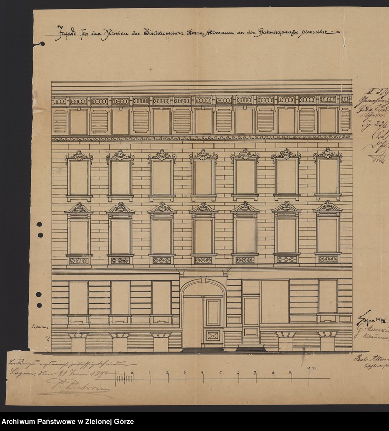 Obraz 6 z jednostki "Bahnhofstrasse. Facade für den Neubau. Tischlermeister Altmann."