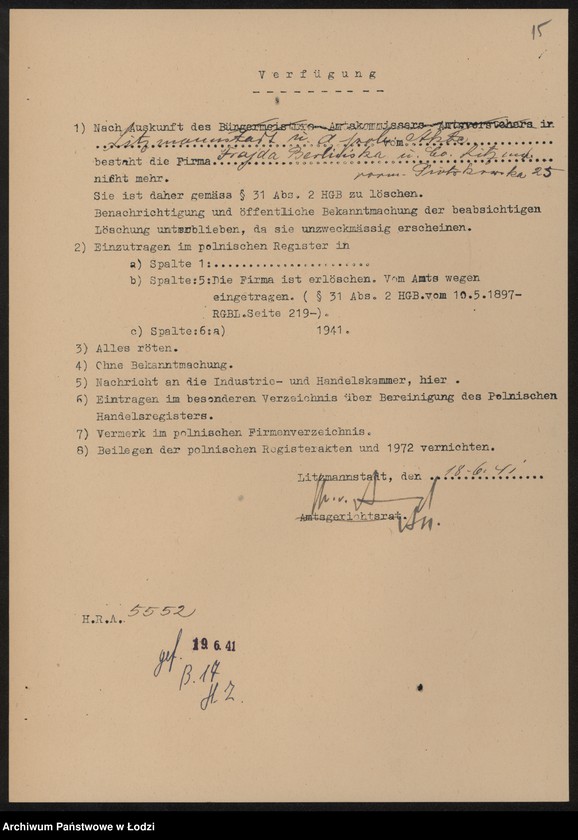 Obraz 17 z jednostki "Frajda Berlińska i S-ka- sprzedaż towarów manufakturowych"