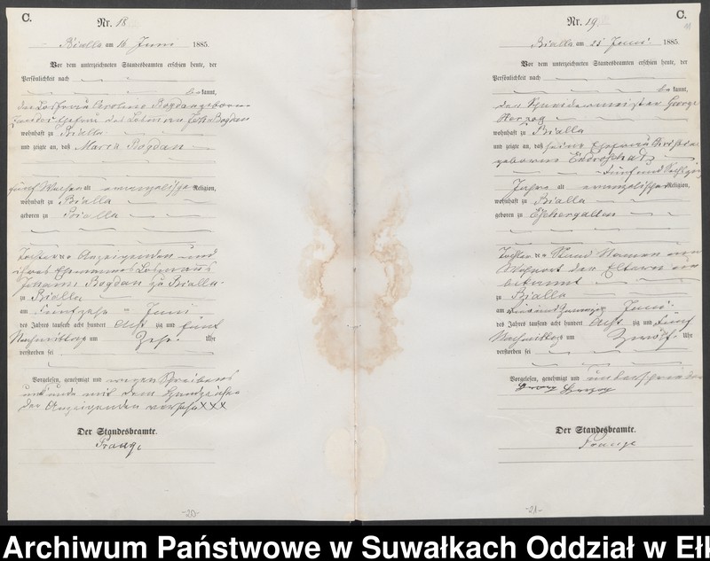 image.from.unit.number "Sterbe-Haupt-Register des Königlichen Preussischen Standes-Amtes Bialla Kreis Johannisburg"