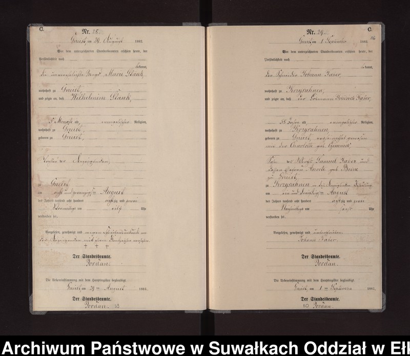 Obraz 19 z jednostki "Sterbe-Neben-Register des Königlich Preussischen Standes-Amtes Gneist Kreis Loetzen"