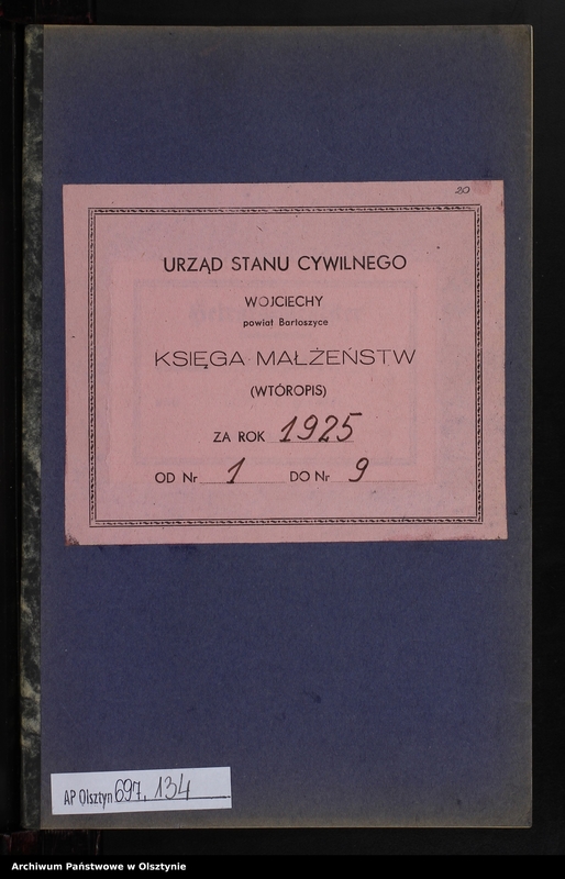 image.from.unit.number "Heiraths-Neben-Register Nr 1 - 9 [ Księga małżeństw - wtóropis ]"