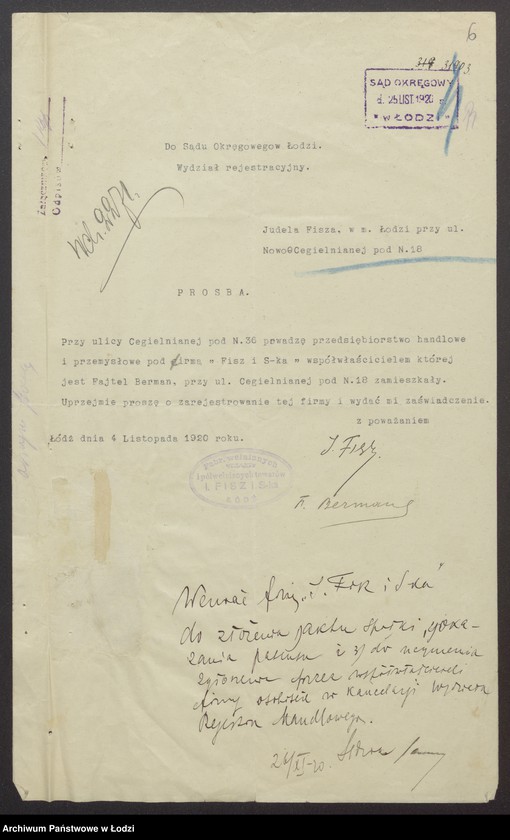 Obraz 8 z jednostki "Judel Fisz, Fajtel Berman- Judel Fisz i S-ka- wyrób i sprzedaż manufaktury"